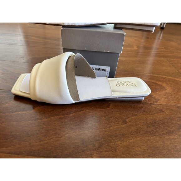 COPY - Franco Sarto White Leather Franco Caris Slides Sandals Leather 9.5 M NEW - Picture 3 of 9